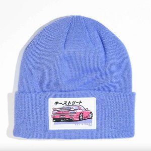 ✨NEW✨  KEY STREET JDM Vaporwave Street Racing Lavender Purple Fold-Over Beanie